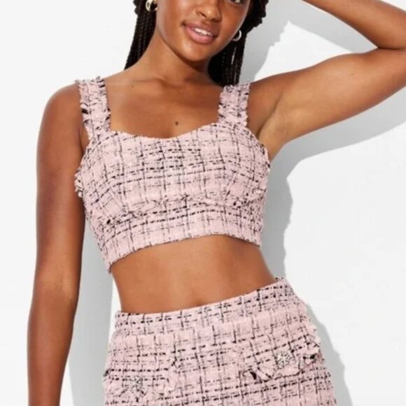 NWOT Wild Fable Tweed Pink Set Skort (S) & Crop Top (XS) - Picture 4 of 7